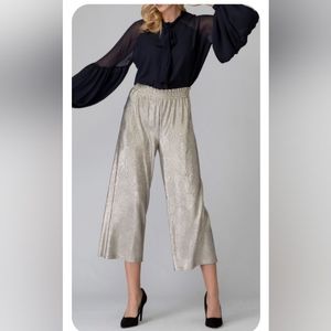 Joseph Ribcoff Grey/ /Gold Pant, Wide leg Metallic  Sheen